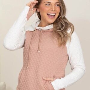 New Doe & Rae Quilted Jacquard Knit Layered Sweatshirt Hoodie – Size Small
